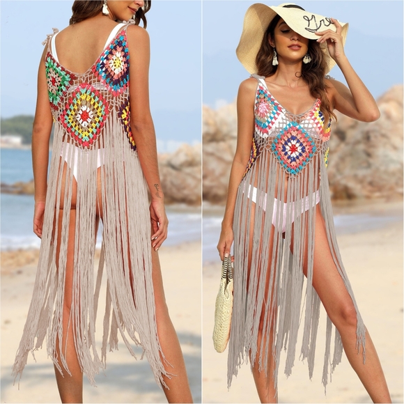 Free Spirit Fringe Cover-Up - Gray - Picture 1 of 6